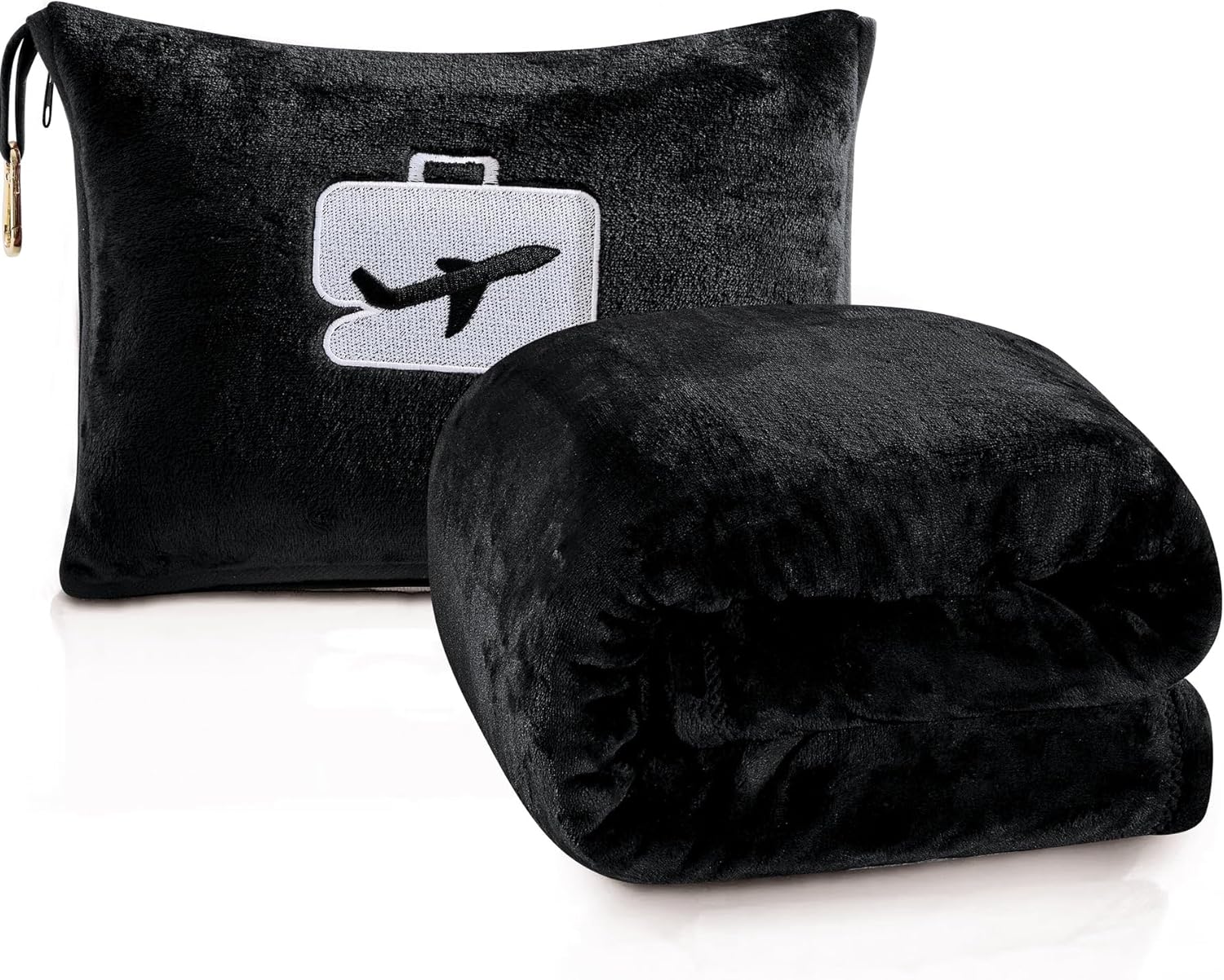 Comfort Fly Travel Blanket & Pillow – 2-in-1 Micro Plush Airplane Blanket with Carry Case (40