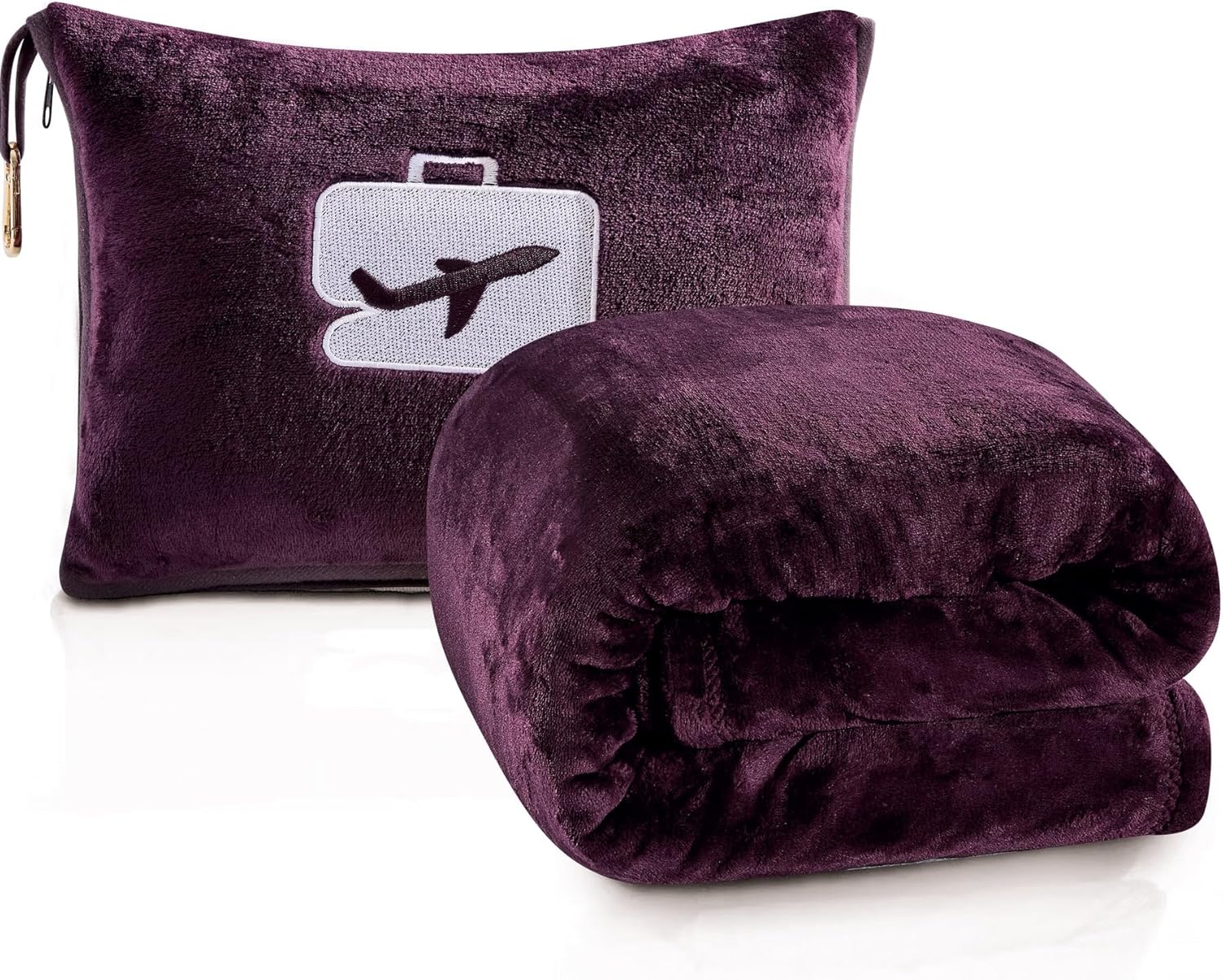 Comfort Fly Travel Blanket & Pillow – 2-in-1 Micro Plush Airplane Blanket with Carry Case (40