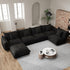 Modern Minimalist Chenille Modular Sectional Sofa, Oversized Deep-Seat U-Shaped Couch with Movable Ottoman, Thick Cushions, Upholstered Sofa for Living Room, Bedroom, Office, Apartment Black 1 Ottoman