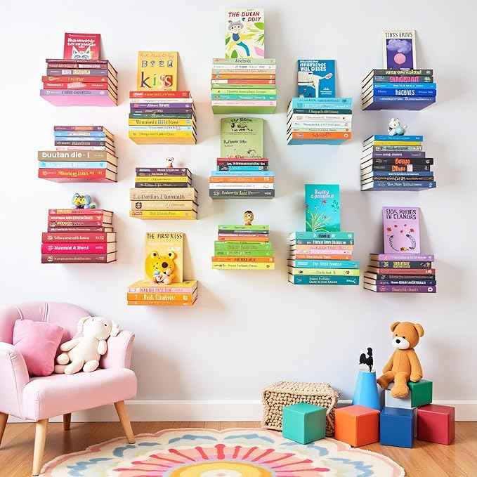 Floating Invisible Bookshelf Wall Mounted (Set of 4) - Aluminum - Turn Books into Floating Shelves