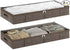 Brown Low Profile Under Bed Storage Containers 5 inches high, 33.8"x 17.7"x 5.1", Sturdy Underbed Shoe Storage Organizer, Foldable Fabric Under the Bed Storage Bins - Pack of 2
