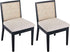 VESCASA Upholstered Dining Chairs with Square Rattan Back, Armless Padded Linen Cushion Dining Chairs with Wood Legs for Dining Room, Kitchen, Set of 2, Black Frame