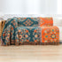 Throw Blanket for Couch Bed Chair,100% Cotton Soft Lightweight Blanket Rustic Quilt -Orange Floral Printed Farmhouse Decor Bed All Season Blankets,90"×98"