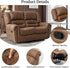 CANMOV Manual Reclining Sofa Set,Faux Leather Manual Recliner Loveseat and Recliner Chair with Overstuffed Armrest for Living Room,Bedroom Furniture,Office,Nut Brown