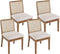 VESCASA Upholstered Dining Chairs with Square Rattan Back, Armless Padded Linen Cushion Dining Chairs with Wood Legs for Dining Room, Kitchen, Set of 4, Natural Frame