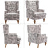 Mid-Century Accent Chair, Upholstered Arm Chair Linen Fabric Side Chair with High Back Solid Wooden Legs, Comfy Reading Chair for Living Room Bedroom, Floral Pattern
