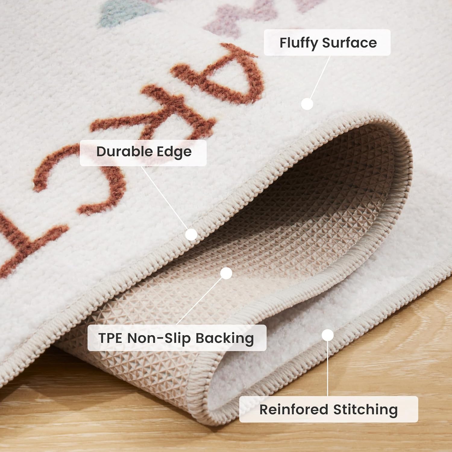 Kids Rugs for Playroom, Non Slip Area Rugs for Bedroom - Animal Map