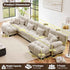 U Shaped Couch Sectional Couch, 4-Seater Cloud Couch Sectional Oversized Couch, Sofa Bed Couch with Round Bolster Armrests 6 Pillows, Modular Couch Home Sofa Living Room Couch