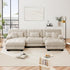 U Shaped Couch Sectional Couch, 3-Seater Cloud Couch Sectional Oversized Couch, Sofa Bed Couch with Round Bolster Armrests 5 Pillows, Modular Couch Home Sofa Living Room Couch