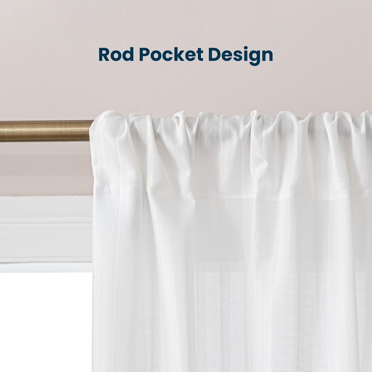 Non-See-Through Thermal Insulated White Sheer Curtains 2 Panels Set Light Filtering Window Drapes with Rod Pocket