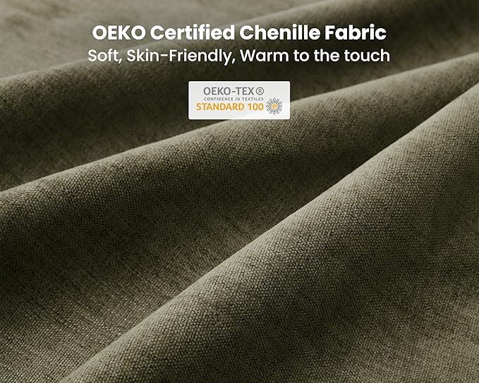 Oversized Modular Sofa, Extra Deep Cloud Chenille Sectional Couch with Ottoman Chaise, Fluffy Chenille 2 Seater Sofa Bed for Living Room, Villa (Sofa Bed 4 Seater, Chenille Green)
