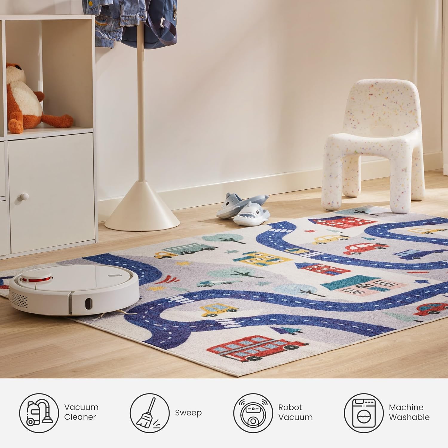 Kids Rugs for Playroom, Non Slip Area Rugs for Bedroom - City View