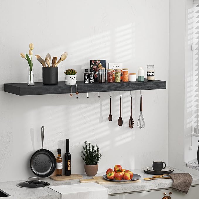 Floating Shelves - 10.3 Inch Deep Wall Shelf for Decor & Storage - Wall Mounted Display Shelving with Invisible Heavy-Duty Metal Bracket - 36