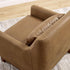 Extra Deep Accent Chair, Comfy Fabric Armchair with Wood Base, Upholstered Single Sofa Chair for Living Room & Bedroom, Faux Leather Brown