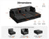 Oversized Modular Sofa, Extra Deep Cloud Corduroy Sectional Couch with Ottoman Chaise, Fluffy Chenille 6 Seater Couch Bed for Living Room, Villa (Sofa Bed 6 Seater, Corduroy Black)