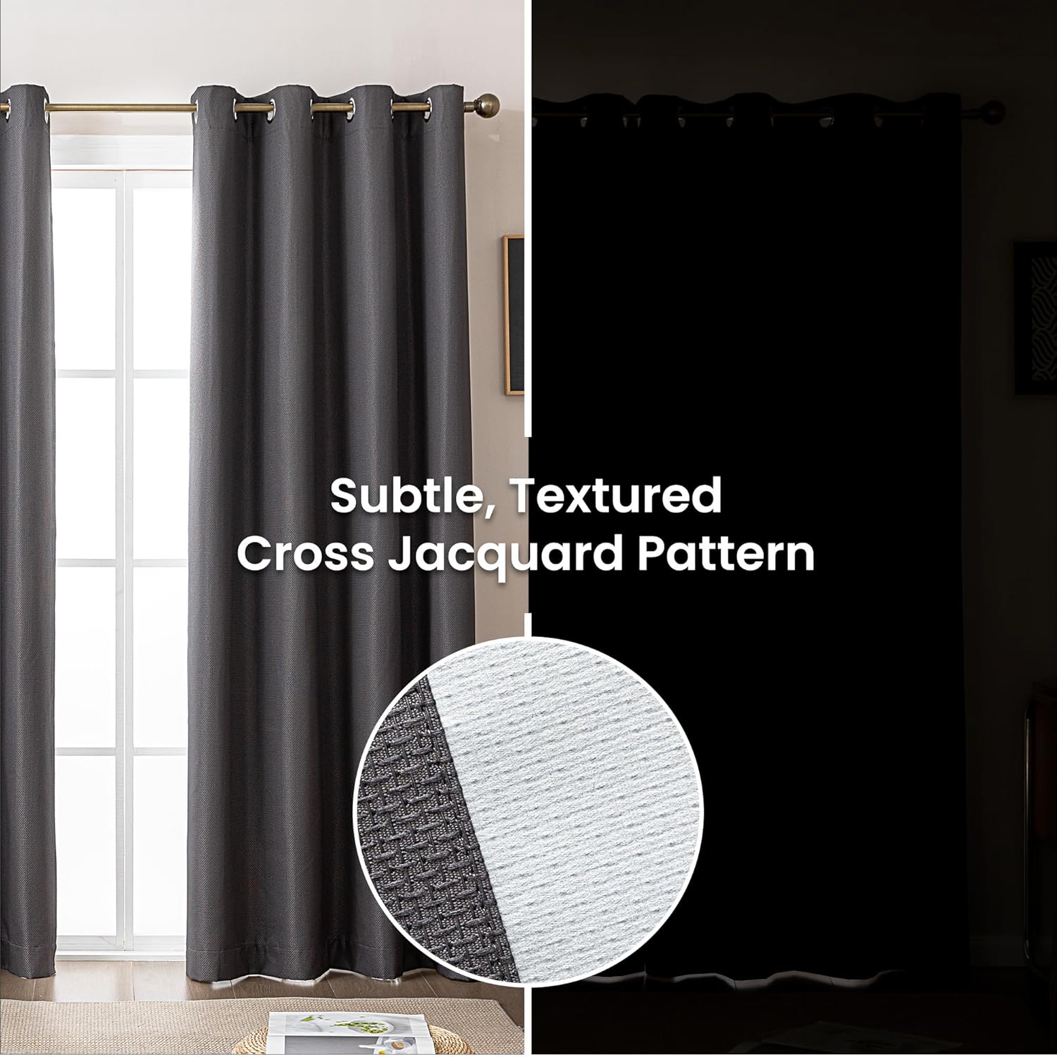 Blackout Curtains for Room Darkening Window Drapes with Rod Pocket 2 Panels Set-Dark Gray