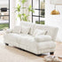 Loveseat Modular Sectional Sofa, Cloud Couch 2 Seater Sectional Couch Home Sofa Living Room Oversized Couch, Modern Deep Seat Couch with Chaise with Round Bolster Armrests 4 Pillows(White)