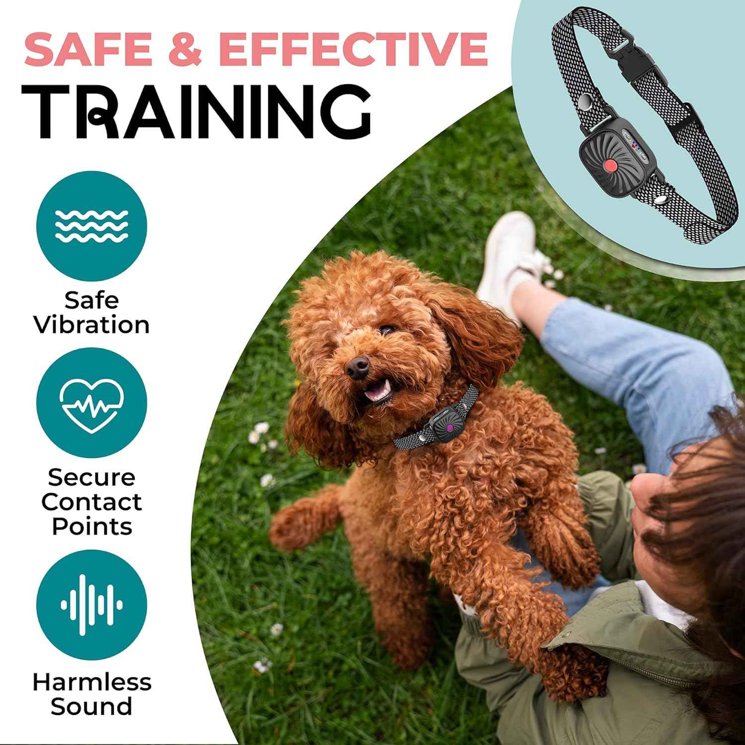 Adjustable Anti Bark Dog Collar Training Collar with Safe Stimulation