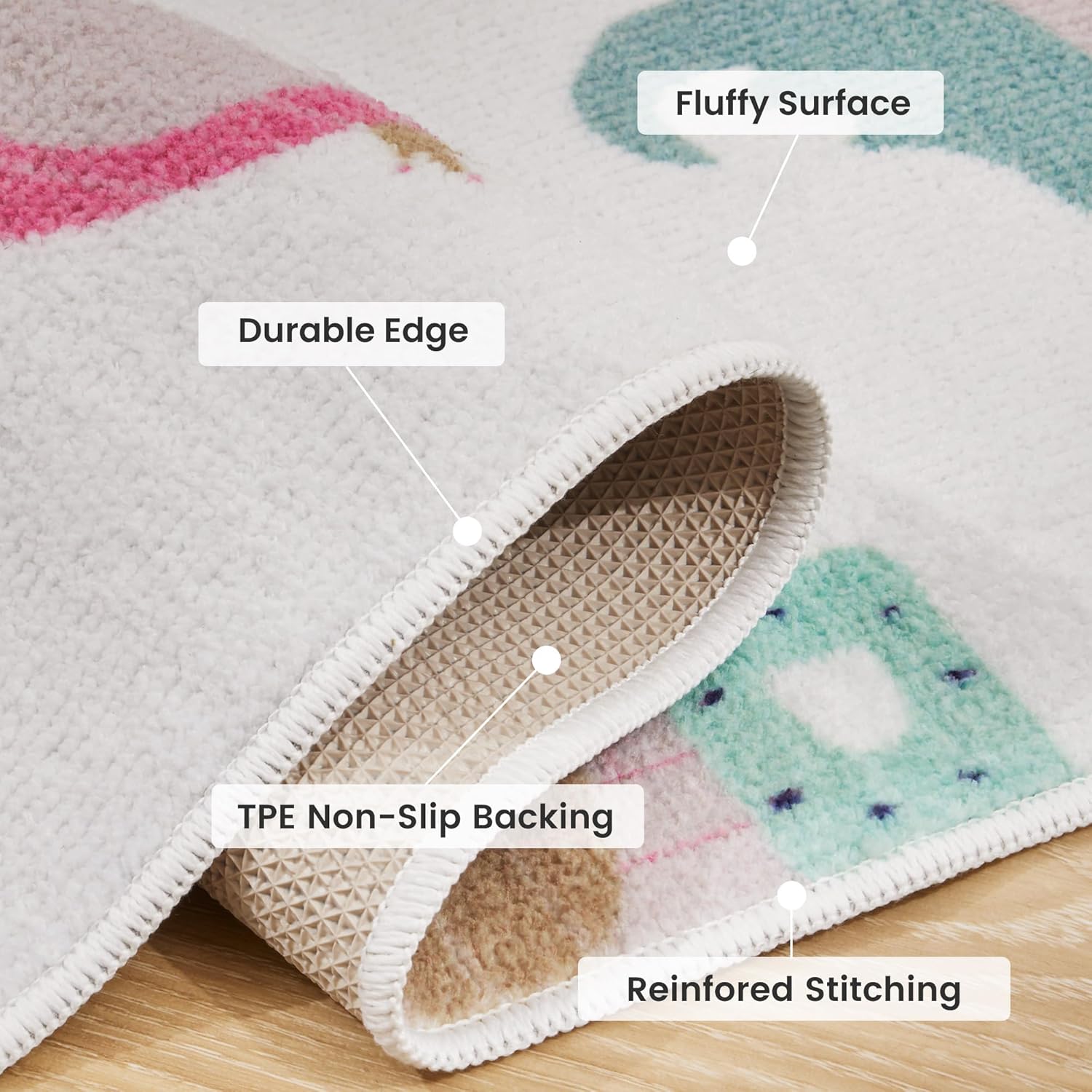 Kids Rugs for Playroom, Non Slip Area Rugs for Bedroom - Princess Castle