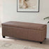 BELLEZE 47 Inch Storage Ottoman, Faux Leather Storage Bench Bedroom Bench with Safety Close Hinge, Ottoman with Storage for Living Room, Entryway, Hallway, Foot Rest, Support 300lbs - Rustic Brown