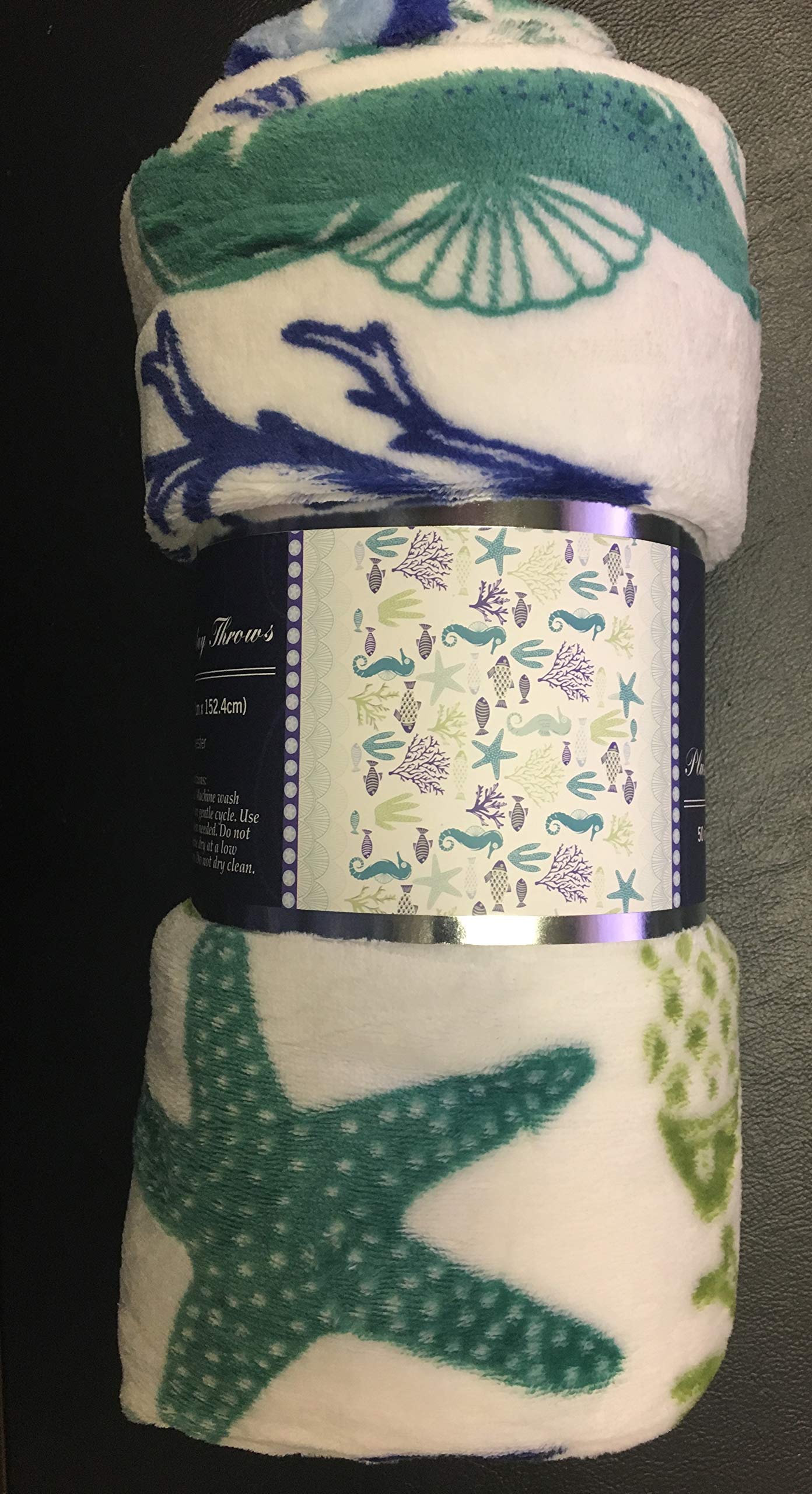 Decor & More Corales de Marina Blue Coral Seahorse Oceanic Microplush Throw Blanket Ocean Blanket for Boys and Girls and Kids of Any Age (50