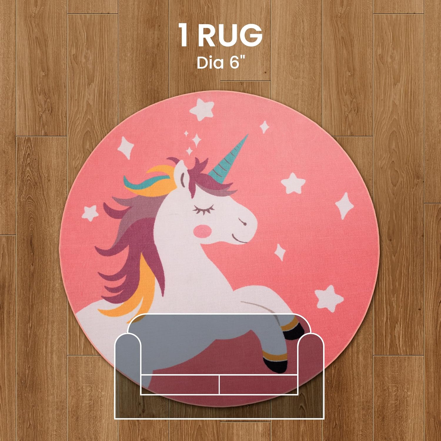 Kids Rugs for Playroom, Non Slip Area Rugs for Bedroom - Pink Unicorn
