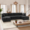 Modular Sectional Sofa, 130.7 Inch U Shaped Couch Set for Living Room, 4-Seater Comfy Cloud Couches with Two Movable Ottoman, Plush Corduroy, Black