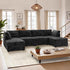 Modular Sectional Sofa, 130.7 Inch U Shaped Couch Set for Living Room, 4-Seater Comfy Cloud Couches with Two Movable Ottoman, Plush Corduroy, Black