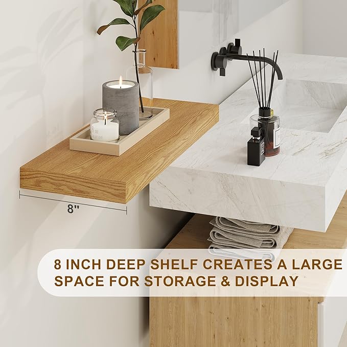 Floating Shelves for Wall, 8 Inch Deep Floating Shelves, 24