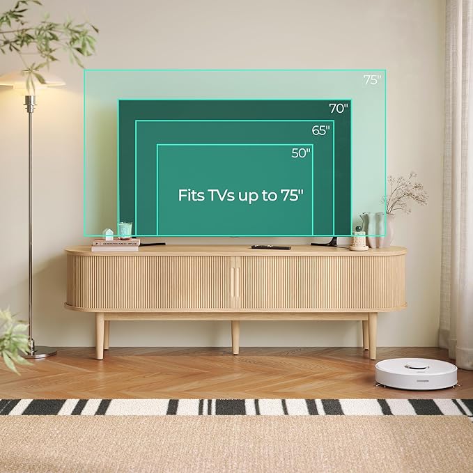 LINSY HOME Fluted TV Stand for 75