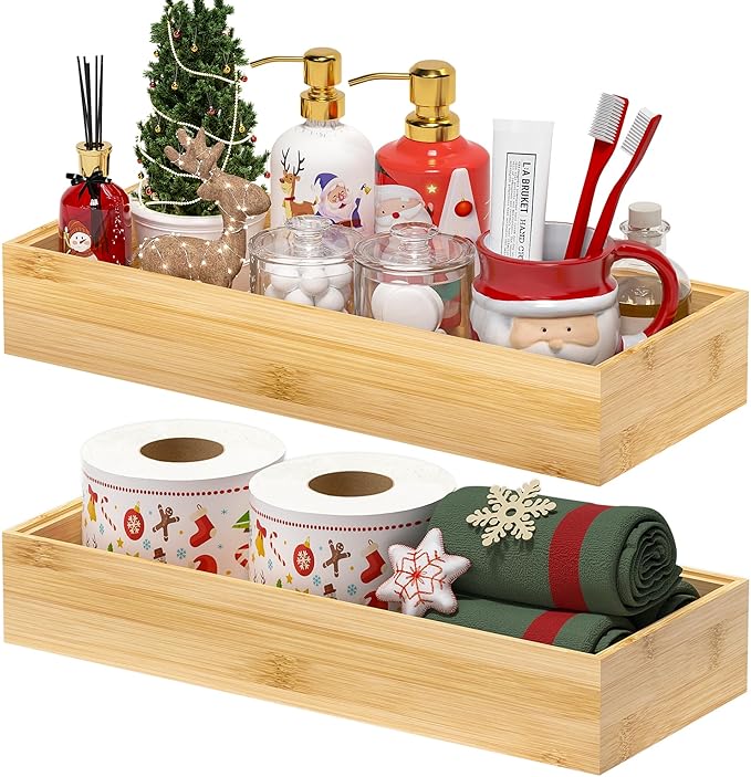 Kitchen Drawer Organizer Bins, Stackable Bamboo Deep Drawer Organizer for Silverware, Utensils, Cutlery, Flatware, Junk Drawer, Dresser, Bathroom, 15