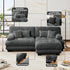 Loveseat Modular Sectional Sofa, L Shaped Couch with Ottoman, Cloud Couch Sectional Couch Home Sofa Living Room Oversized Couch Deep Seat Couch with Round Bolster Armrests 4 Pillows(Gray)