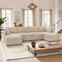 Modular Sectional Sofa, 130.7 Inch U Shaped Couch Set for Living Room, 4-Seater Comfy Cloud Couches with Two Movable Ottoman, DIY Combination, Plush Corduroy, Beige