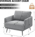 Oversized Accent Chair for Living Room Chairs Reading Arm Chair Comfy Modern Single Sofa Side Chairs with Metal Legs & Soft Cushion for Bedroom, Balcony,Waiting Room (Polyester, Grey)
