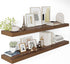 Wide Floating Shelves for Wall 12 Inch Deep, 48" X 12" X 2" Floating Shelf, 2 Inch Thick Shelf for Bathroom Bedroom Kitchen Book Room, Heavy Duty 75lbs Shelves for Farmhouse Decor Set of 2, Walnut