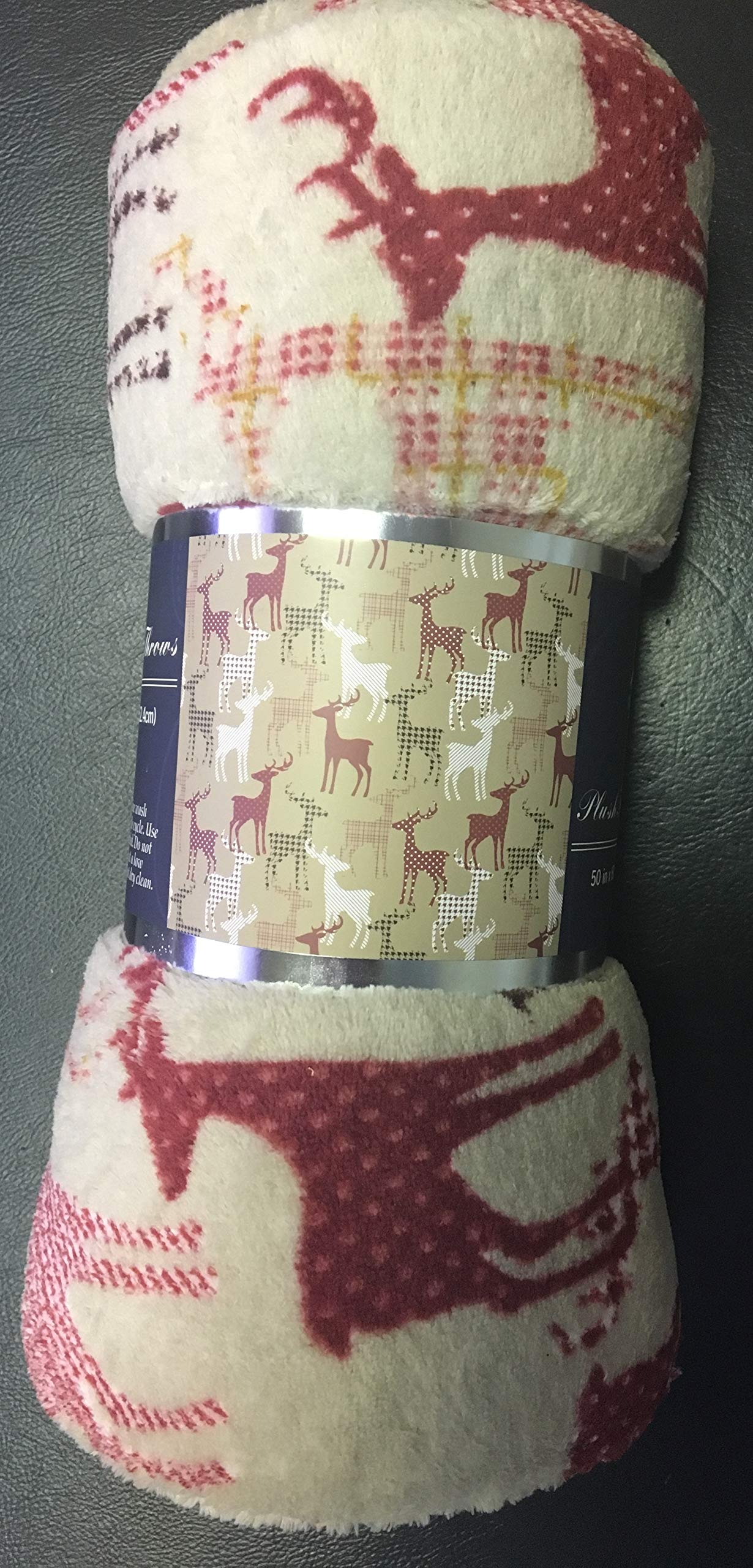 Decor & More Festive Holiday Microplush Throw Blanket (50" x 60") - Reindeer Silhouette