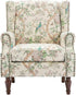 UIXE High Back Floral Accent Chair, Upholstered Armchair in Fabric for Living Room, Retro Printed Wingback Arm Chair Comfy Single Sofa Bedroom Reading Seat with Solid Wood Legs - Bird Pattern