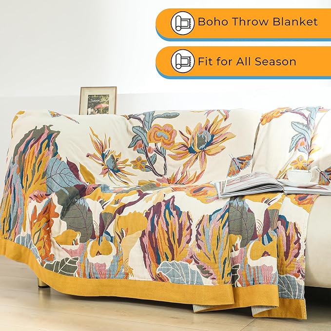 Boho Large Throw Blanket for Bed Couch 60