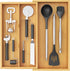 Lifewit Utensil Drawer Organizer, Expendable Cooking Silverware Tray for Kitchen Drawer, Bamboo Adjustable Cutlery Flatware Holder, Spatula Tools and Gadgets Storage Divider, 3 Compartments, Natural
