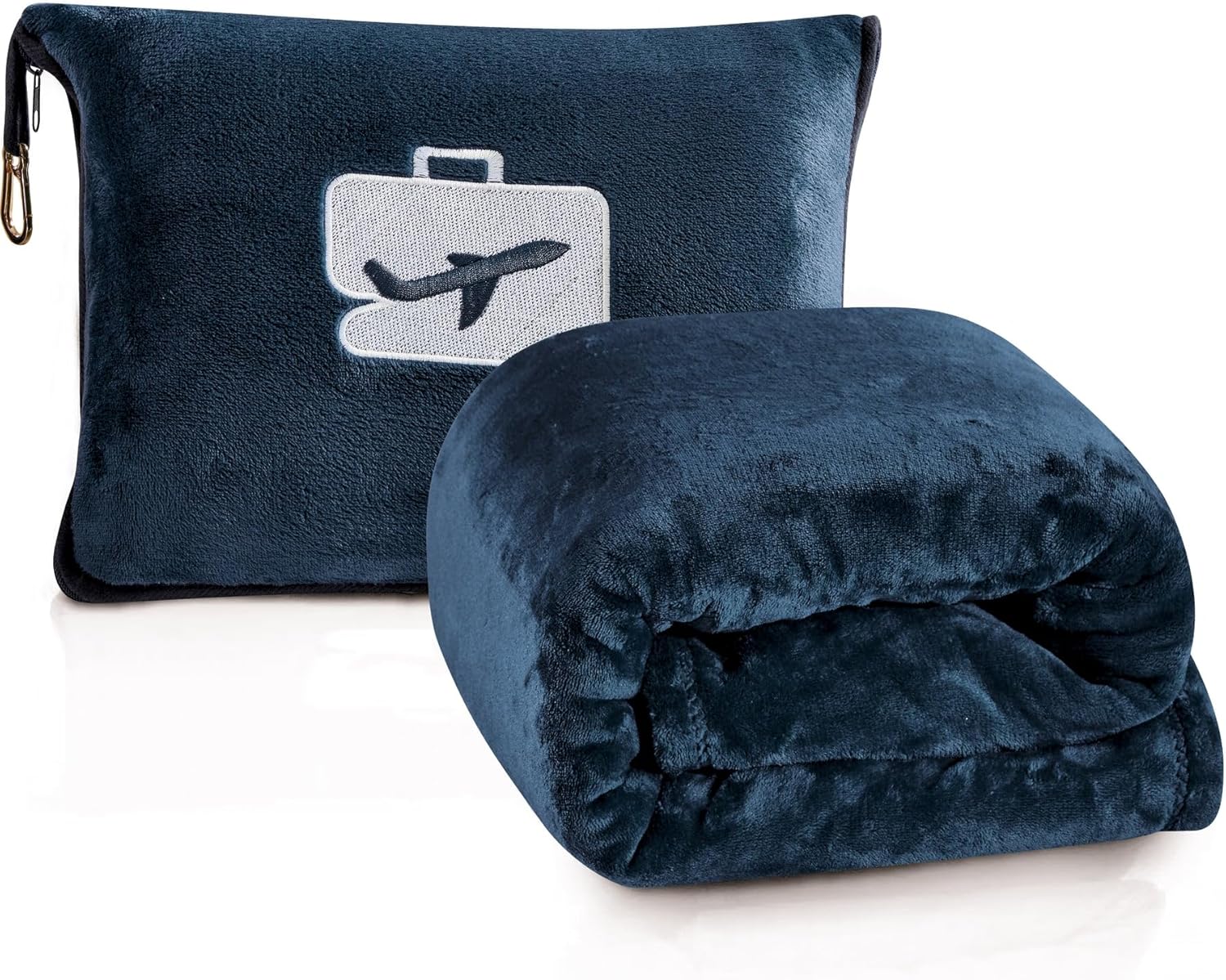 Comfort Fly Travel Blanket & Pillow – 2-in-1 Micro Plush Airplane Blanket with Carry Case (40