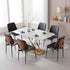 BV Dining Chairs Set of 6, PU Leather Armless Kitchen Chair in Modern Walnut Style, Mid Century Bentwood Side Chair with Metal Legs, Retro Accent Guest Chair for Kitchen Dining Room(Black)