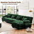 Modular Sectional Sofa, Comfy Cloud Couch 3 Seater Couch with Ottoman, Sectional Couches for Living Room, Modern Chenille L Shaped Couches, Sleeper Deep Seat Sofa with Throw Pillows, Green