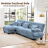 Modular Sectional Sofa, Comfy Cloud Couch 3 Seater Couch with Ottoman, Sectional Couches for Living Room, Modern Chenille L Shaped Couches, Sleeper Deep Seat Sofa with Throw Pillows, Blue