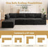Modular Sectional Sofa with Chaise U Shaped Sectional Couch for Living Room, 8-Seater Comfy Cloud Couches, Plush Corduroy, Black