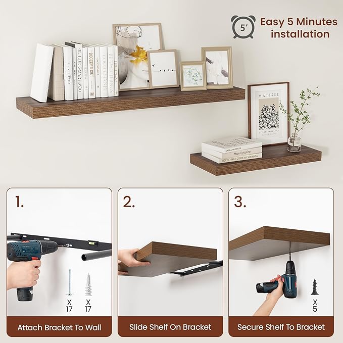 Wide Floating Shelves for Wall 12 Inch Deep, 55