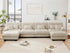 U Shaped Couch Sectional Couch, 4-Seater Cloud Couch Sectional Oversized Couch, Sofa Bed Couch with Round Bolster Armrests 6 Pillows, Modular Couch Home Sofa Living Room Couch