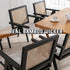 Rattan Dining Chairs Set of 2, Farmhouse Wicker Dining Chairs with Removable Linen Cushion Accent Cane Armchair for Dining Room Kitchen Restaurant, Black