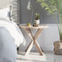 Farmhouse Cross Leg end Table, French Country Accent Side Table for Family, Dinning or Living Room, Small Spaces, Modern, Round, Vintage Grey Finish.
