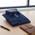 Paul// Cotton Knit-Stretch Button-Up Shirt With Contrast Details // Navy // Tailored Fit (Fitted)