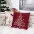 Red Velvet Holiday Pillow with Gold Embroidery - Red